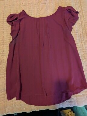Papermoon Crimson Scoop Neck Flutter Sleeve Top